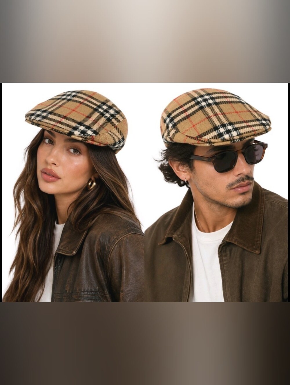 Vintage Burberry Cabbie Hat Newsboy Cap Nova check  Logo Sz Med Unisex
